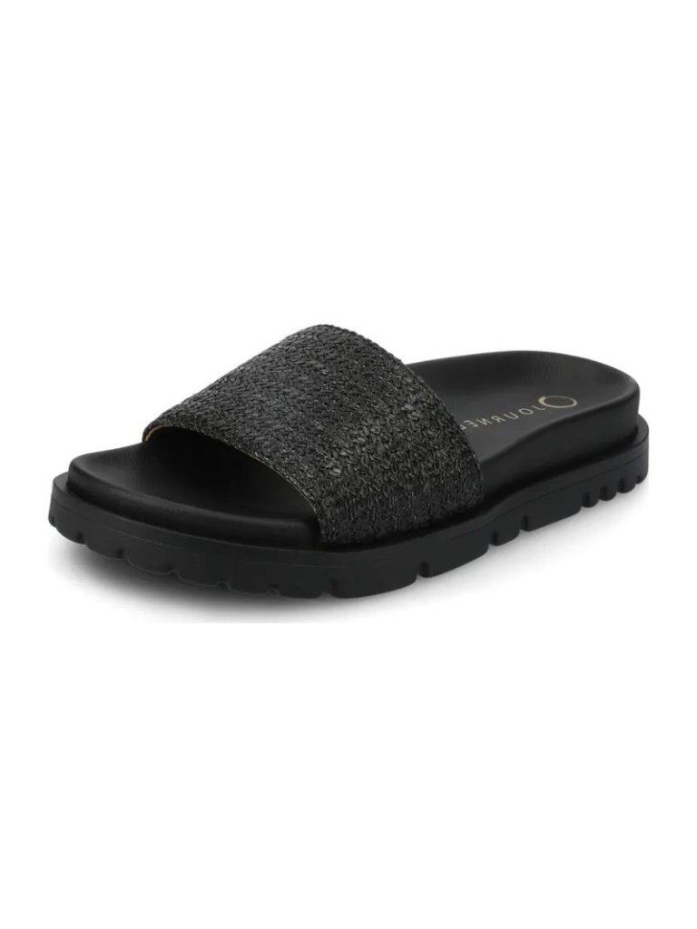 Nwt Journee Collection Womens Starr Black Woven Platform Slide Sandals Size 10m